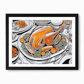 Food Thanksgiving Turkey Dinner Art Print