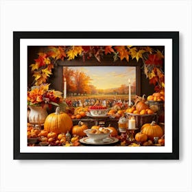 An Upbeat Thanksgiving Promotion Captured In A Spectacle Of Lavish Autumnal Embellishments Surroun Art Print