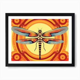 Dragonfly Wandering Gilder Retro Style 4 Art Print