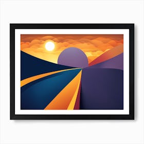 Sunset On The Road Art Print