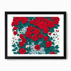 Red Roses In A Vase 1 Art Print