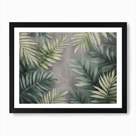 Seamless Watercolor Illustration Of Tropical Leaves, Dense Jungle 1 Art Print