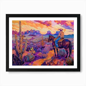 Cowboy Painting Sonoran Desert Arizona 2 Art Print