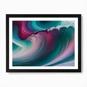 Abstract Artistic Representation Of A Wave, With Vibrant Swirls Of Color In Shades Of Pink, Teal, Blue, And Purple Art Print