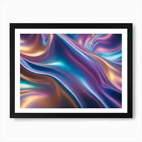 Abstract Image Of A Flowing, Iridescent Material In Shades Of Blue, Purple, And Gold Art Print