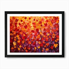 An Abstract Design Of Autumndisplaying A Group Of Maple Leaves With A Brilliant Interplay Of Leaf T (1) Art Print