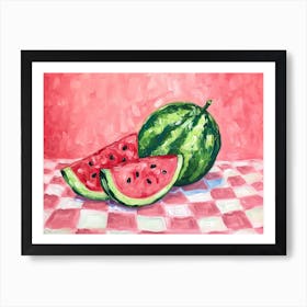 Watermelon Pink Checkerboard 1 Art Print