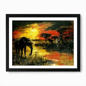 Africa Sunset. Livingroom, bedroom decor Art Print