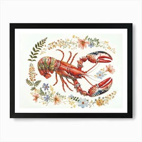Little Floral Lobster 1 Art Print