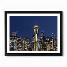 Amazing Seattle Skyline At Blue Hour Art Print