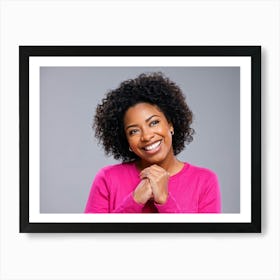 African American Female With A Cheerful Smile Ripples Of Satisfaction Etched Within Her Thoughtful Art Print