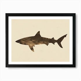 Smallscale Cookiecutter Shark Silhouette 4 Art Print