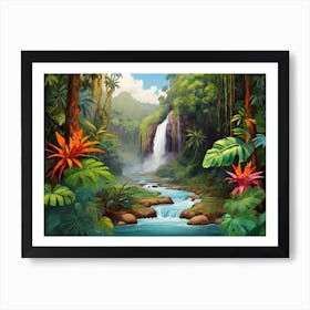 Waterfall In The Jungle 7 Art Print