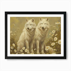 Floral Animal Illustration Arctic Wolf 3 Art Print