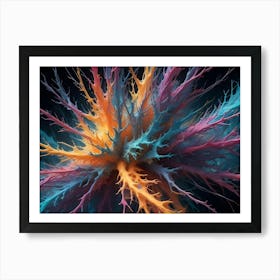 Abstract, Colorful Splatter Pattern Resembling A Burst Of Energy Or A Flower In Bloom 1 Art Print