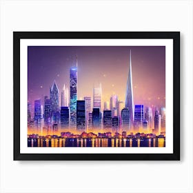 Cityscape At Night 2 Art Print