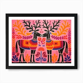 Moose 2 Folk Style Animal Illustration Art Print