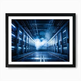 Advanced Data Center Basking In Cool White Light Rows Of High Performance Energy Efficient Servers (1) Art Print