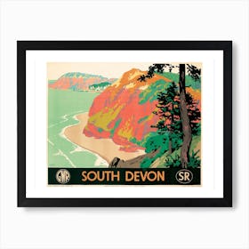 Paysage Seaton Devon affiche vintage pour salon