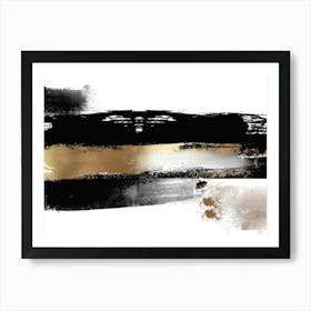 Abstract Black Gold Painting 3 Art Print