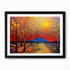 Sunset In The Forest Art Print