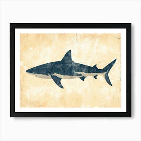 Blue Shark Grey Silhouette 7 Art Print