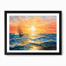 Sailboat At Sunset 6 Art Print