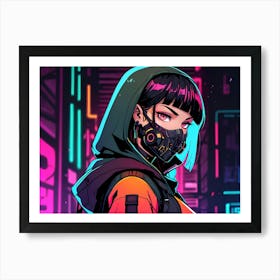 Girl In A Neon City Art Print