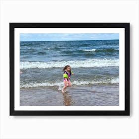 Little Girl Running In The Ocean Art Print