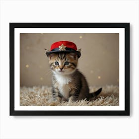 Kitten In A Hat Poster