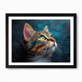 Whiskered Masterpieces: A Feline Tribute to Art History: Cat With Blue Eyes Art Print