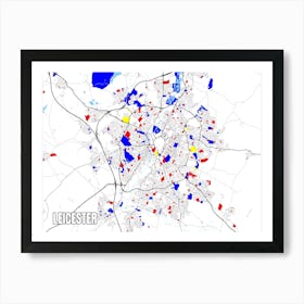 Map of Leicester, UK Mondrian Style Art Print