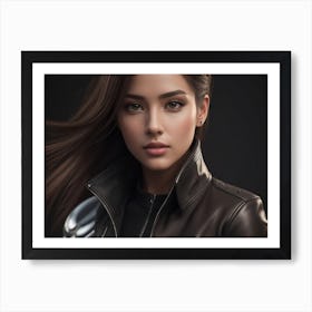 Girl In A Leather Jacket Art Print