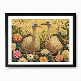 Floral Animal Illustration Ostrich 1 Art Print