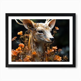 Technopunk deer in the forest. 5 Art Print