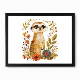 Little Floral Meerkat 1 Art Print