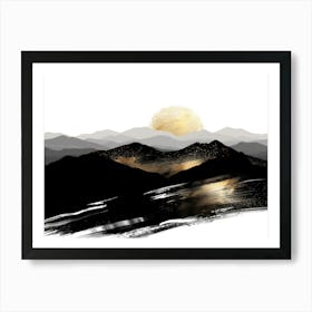 Black And Gold Mountains 1 Art Print