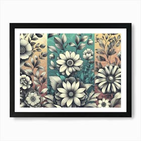 Floral Garden In Three Tone Abstract Poster1 Art Print