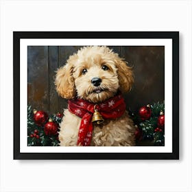 Christmas Goldendoodle 5 Art Print