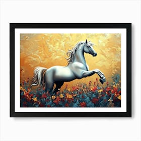 Fantasy Illustration of a Wild Unicorn Horse 3 Art Print