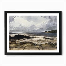 Vintage Painting Rocky Shore Art Print