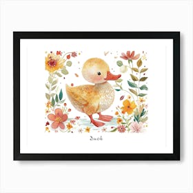 Little Floral Duck 3 Poster Art Print