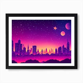 City Skyline At Night Art Print