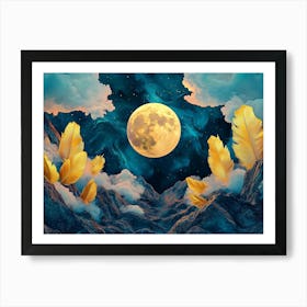 Moon And Feathers 2 Art Print