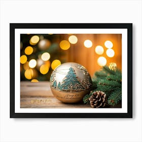 A Hand Made Decoration Of The Year A Perfect Winter Spectacle Where An Evergreen Tree Branch Rests (3) Art Print