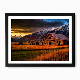 Old Barn At Sunset Art Print