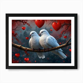 Doves In Love Art Print