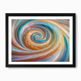 Abstract Swirling Pattern With A Hypnotic Effect, Featuring Blue, Yellow, And Gold Colors Art Print