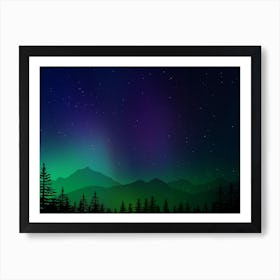 Aurora neon landscape #5 Art Print