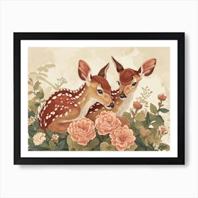 Floral Animal Illustration Deer 3 Art Print